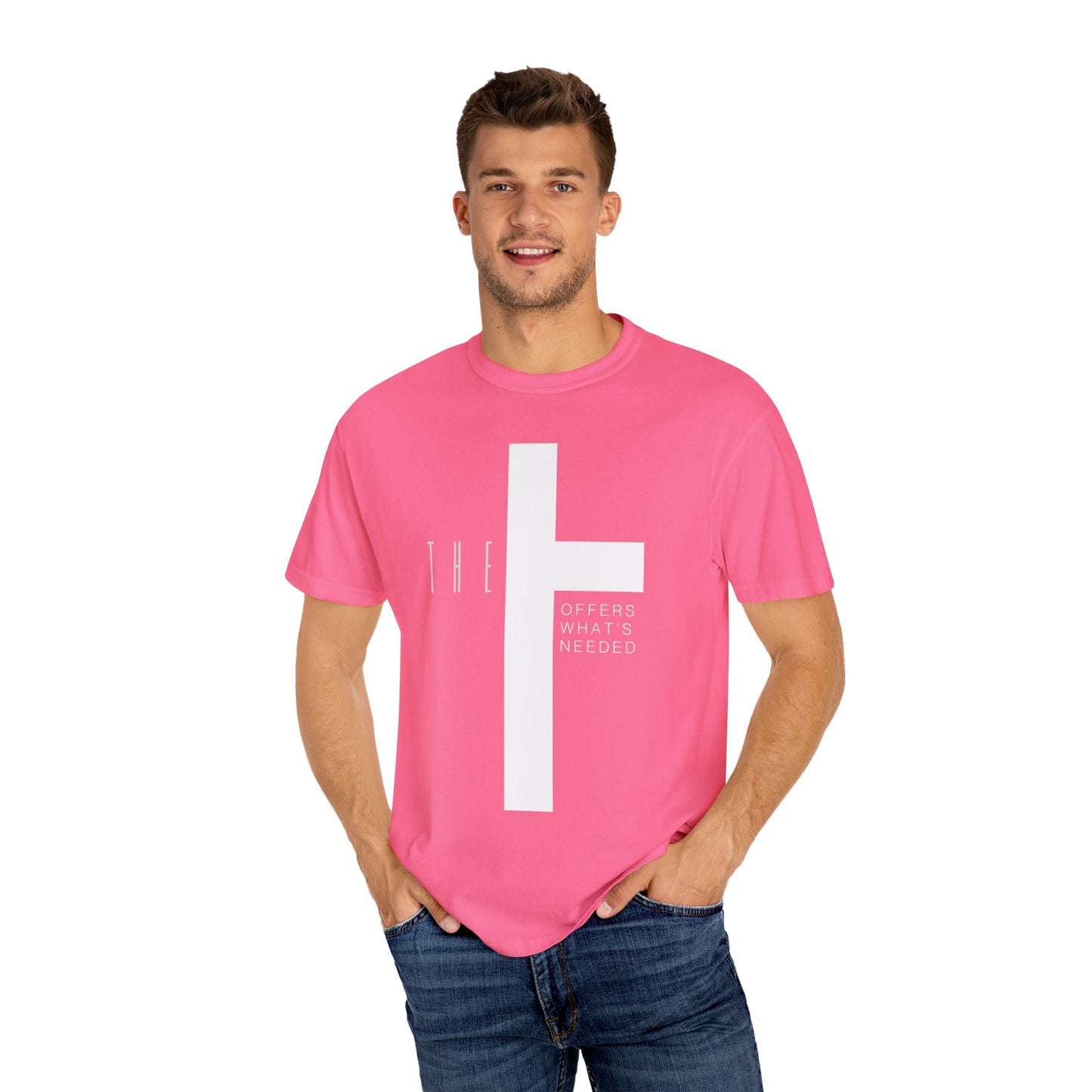 Adult T-Town Christian White Letters & Cross