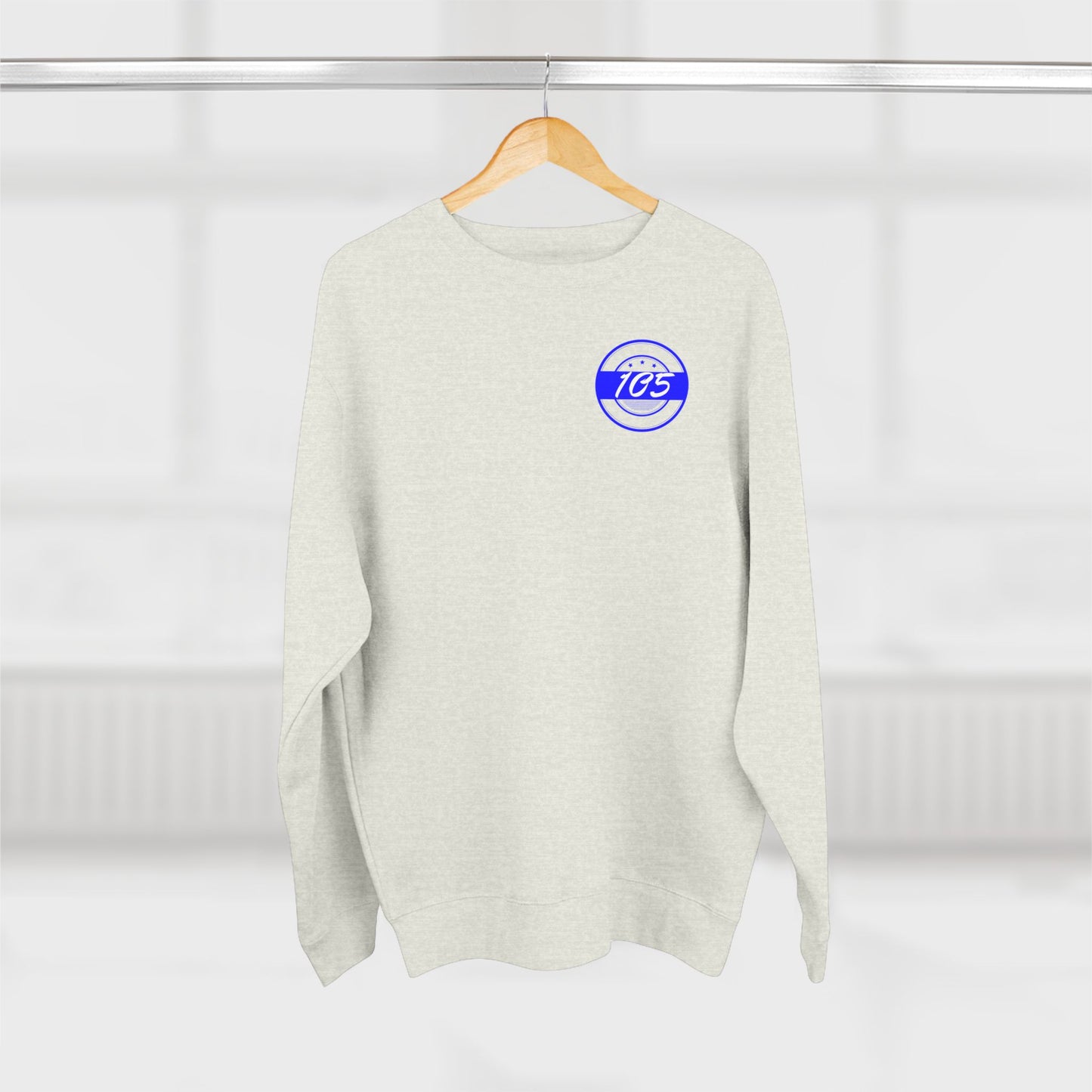 Adult 105 Christian Blue and White Letters Crewneck