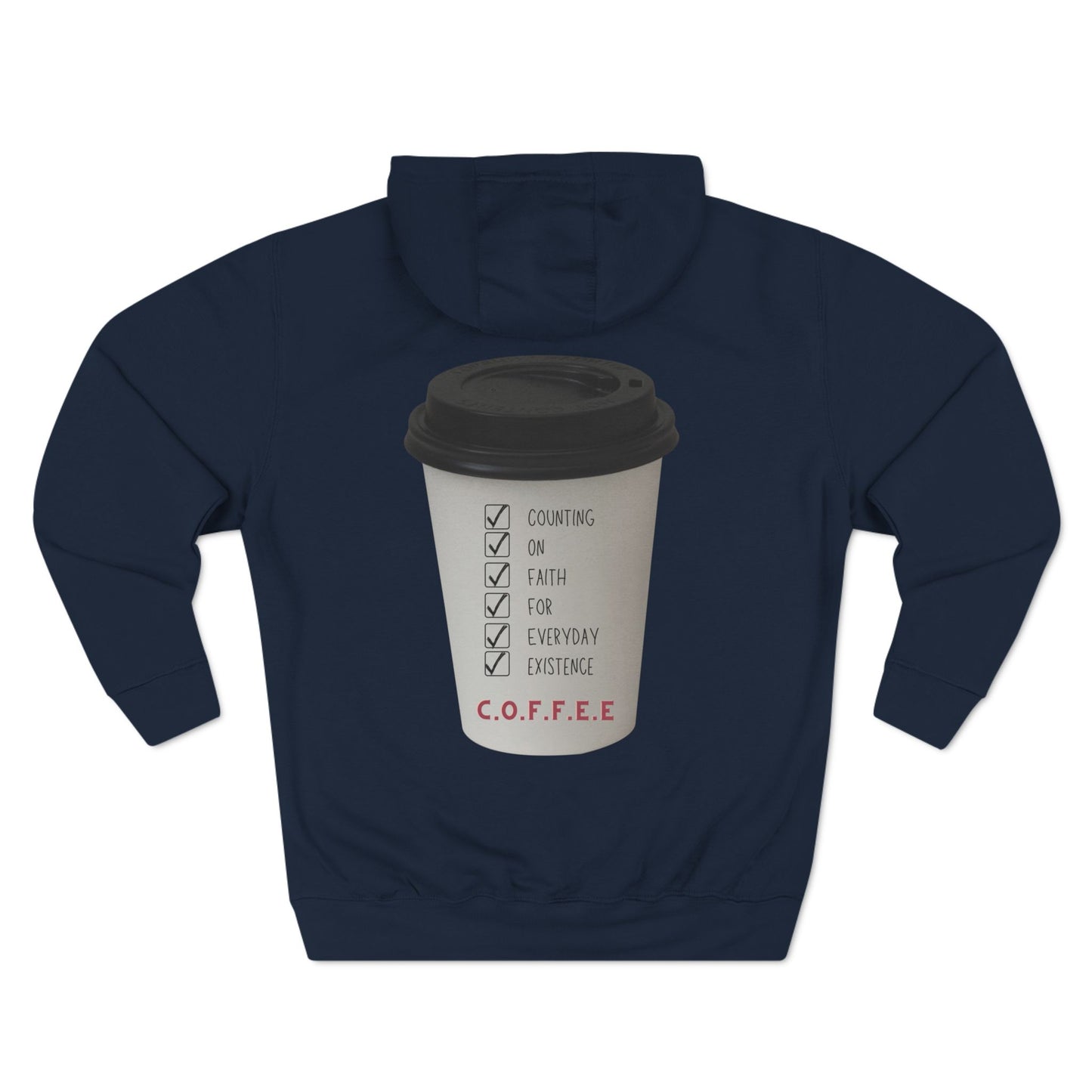 Adult Coffee Christian White Letters & Image Hoodie