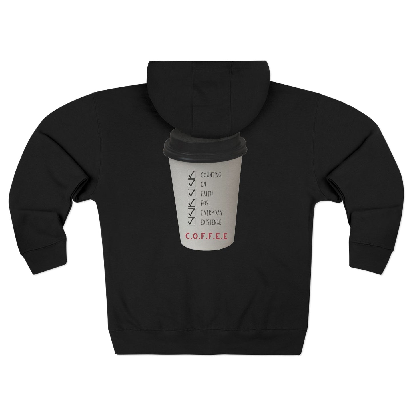 Adult Coffee Christian White Letters & Image Hoodie Zipper