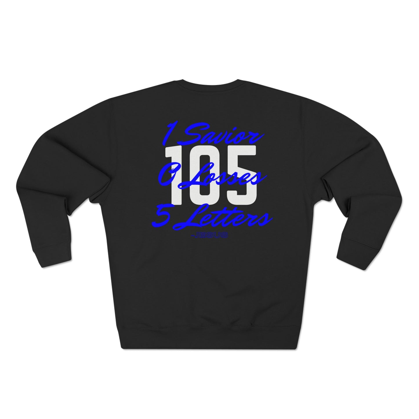 Adult 105 Christian Blue and White Letters Crewneck
