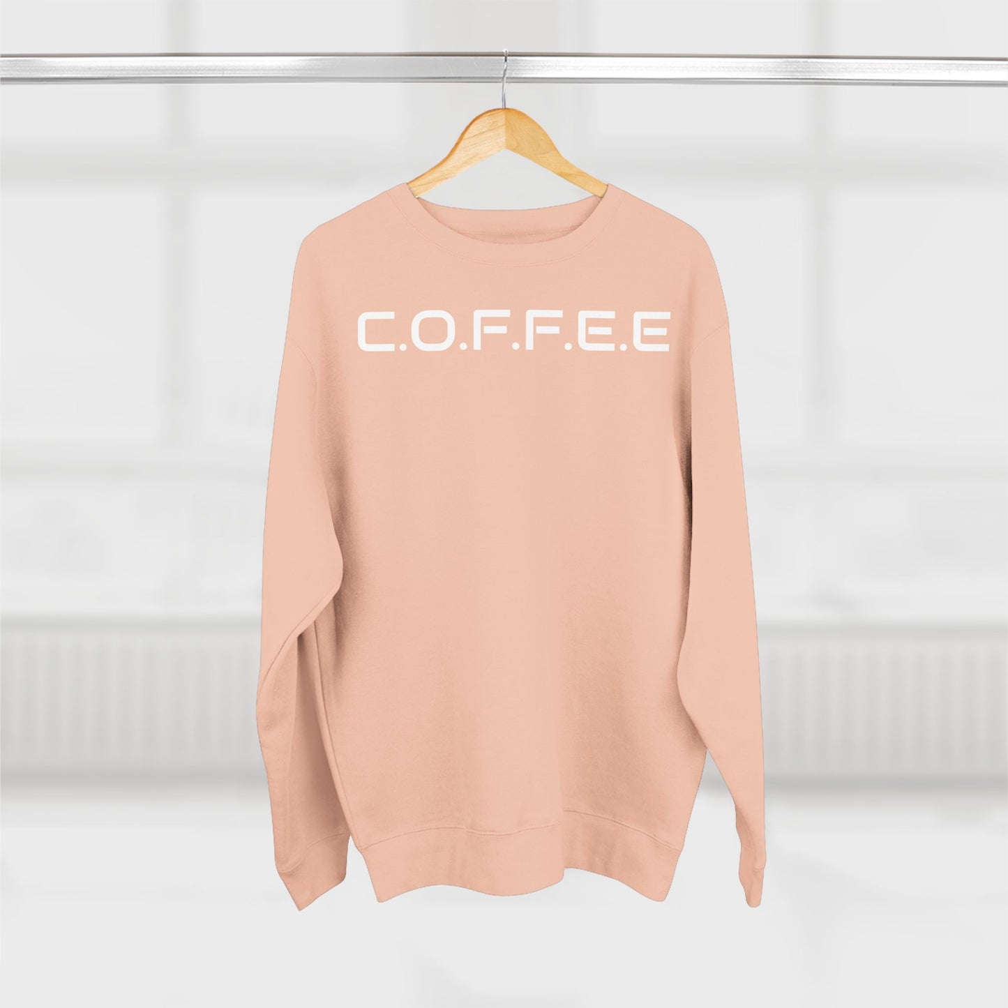 Adult Coffee Christian White Words & Image Crewneck