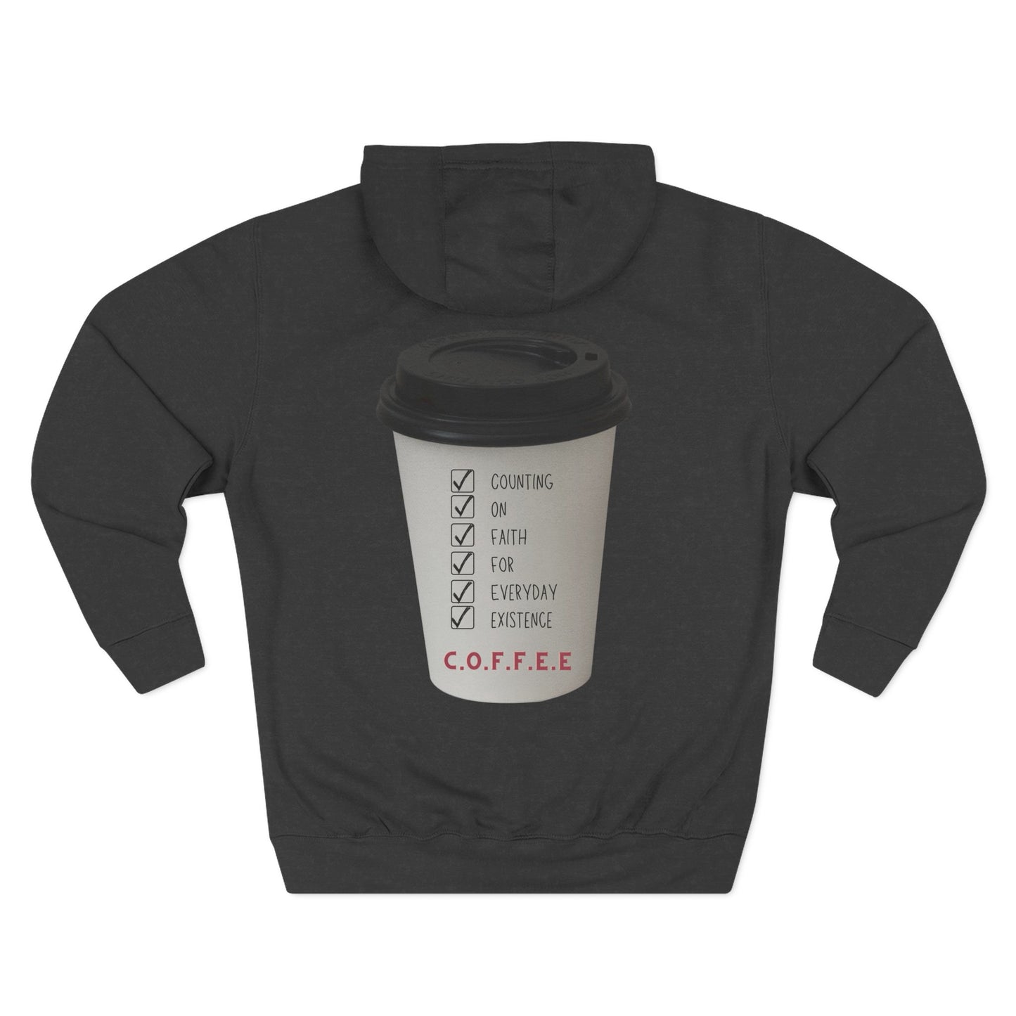 Adult Coffee Christian White Letters & Image Hoodie
