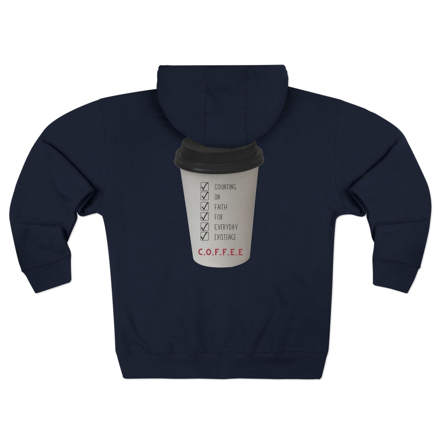 Adult Coffee Christian White Letters & Image Hoodie Zipper