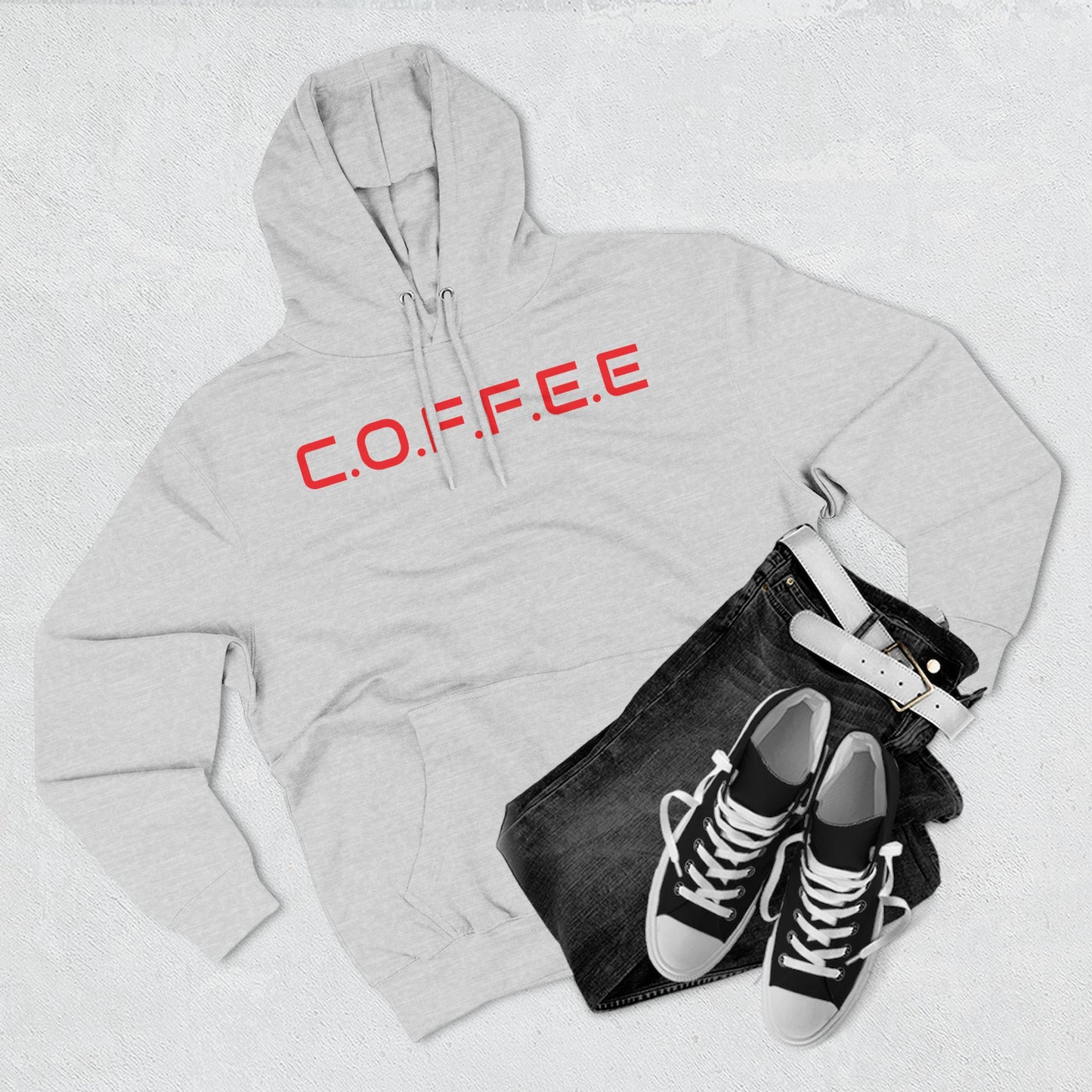 Adult Coffee Christian Red Words Only Hoodie