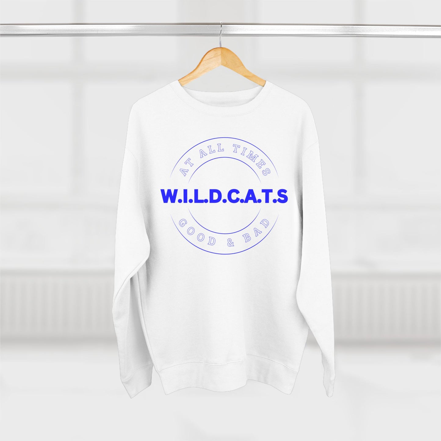 Wildcats Christian Blue Letters & Picture Crewneck
