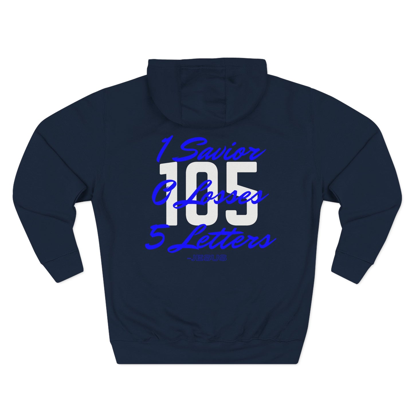 Adult 105 Christian Blue and White Letters Hoodie