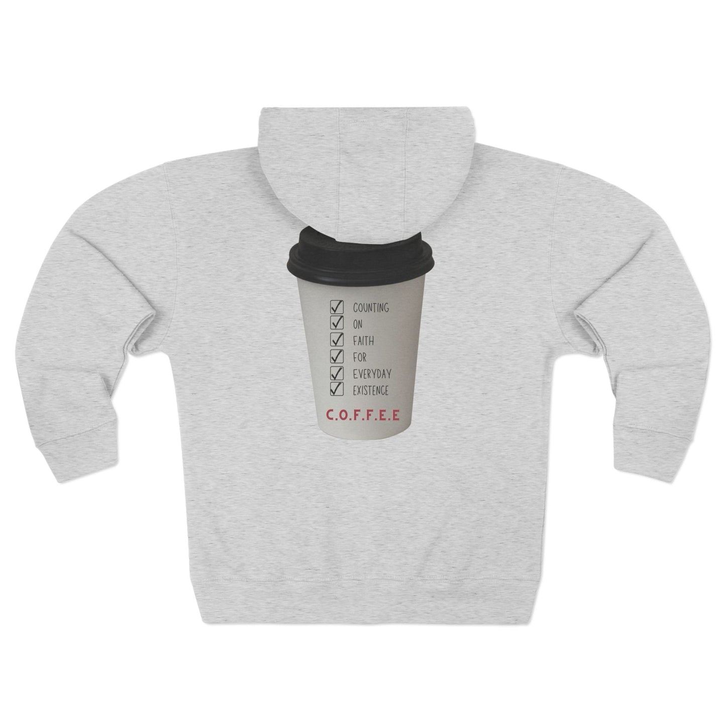 Adult Coffee Christian White Letters & Image Hoodie Zipper