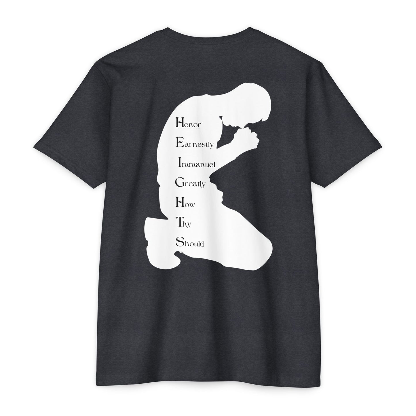 Adult Heights Christian White Letters & Image Premium Tee