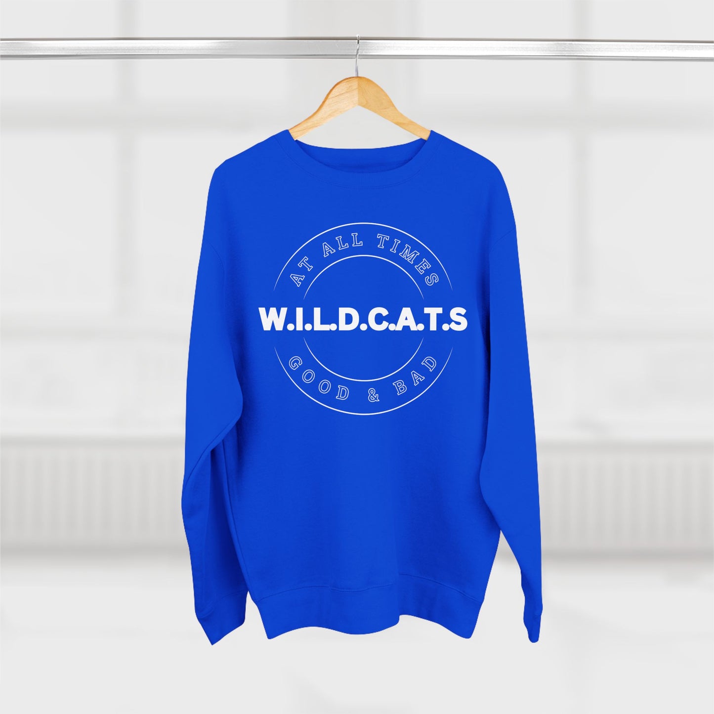 Wildcats Christian White Letters & Picture Crewneck