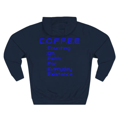 Adult Coffee Christian Blue Words Only Hoodie