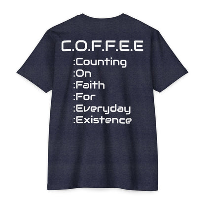 Adult Coffee Christian White Words Only Premium Tee