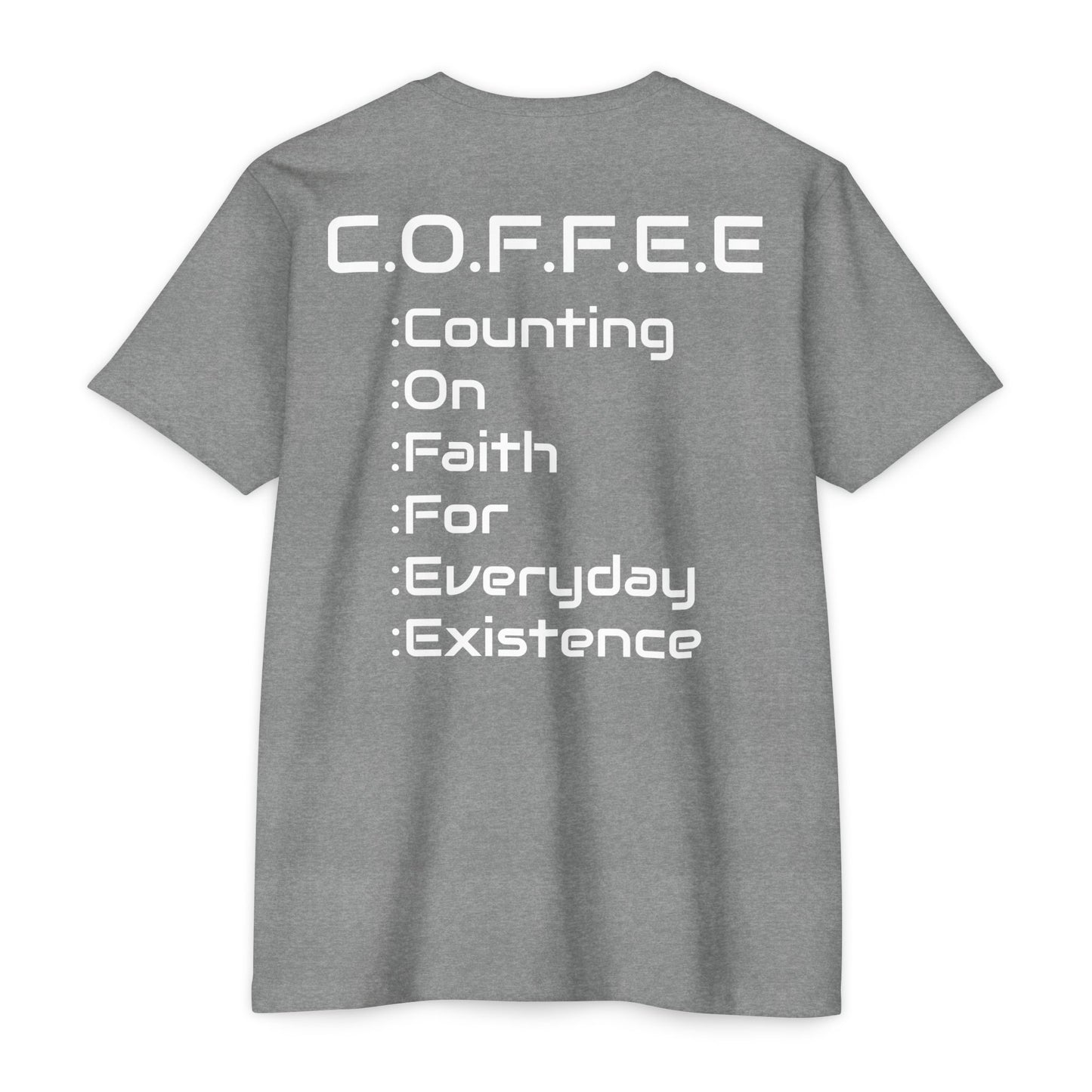 Adult Coffee Christian White Words Only Premium Tee