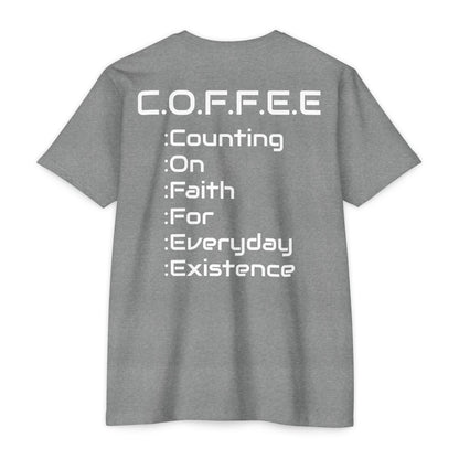 Adult Coffee Christian White Words Only Premium Tee
