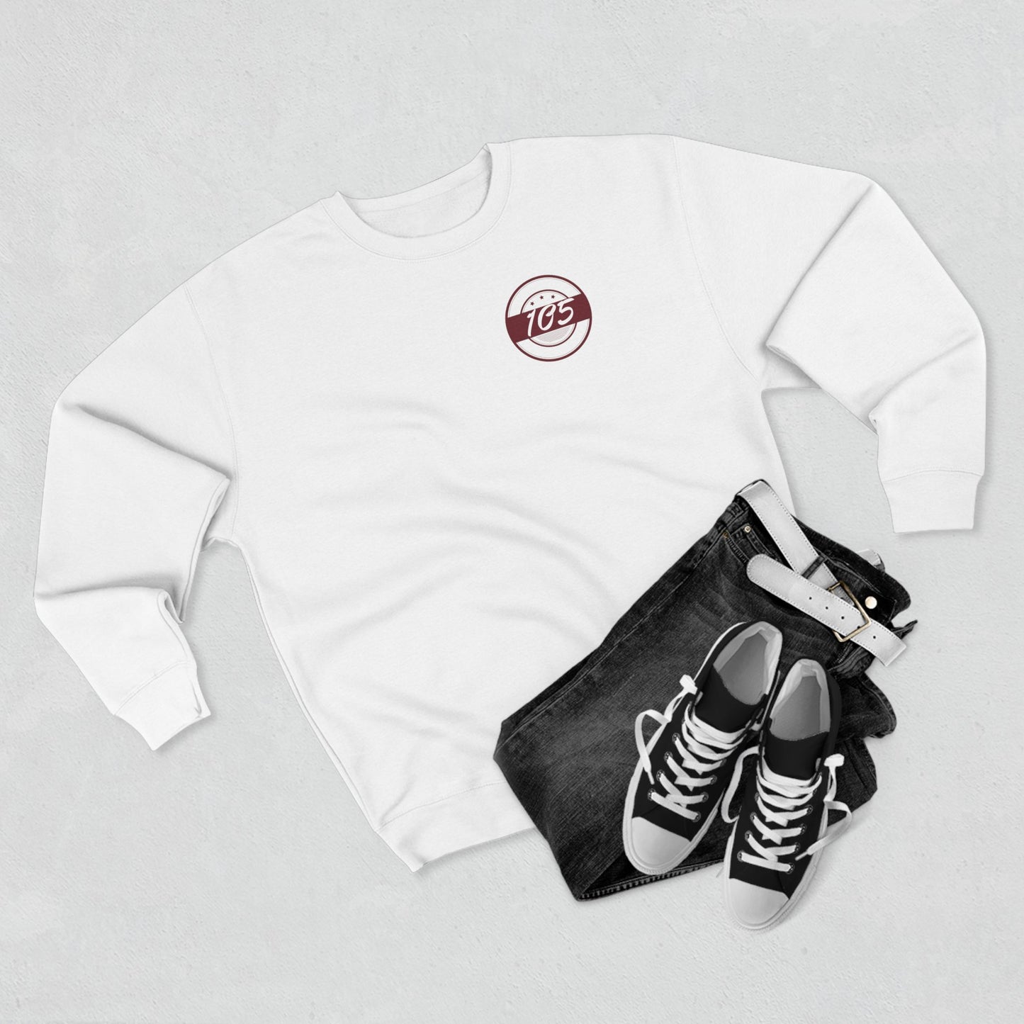 Adult 105 Christian Marron and White Letters Crewneck