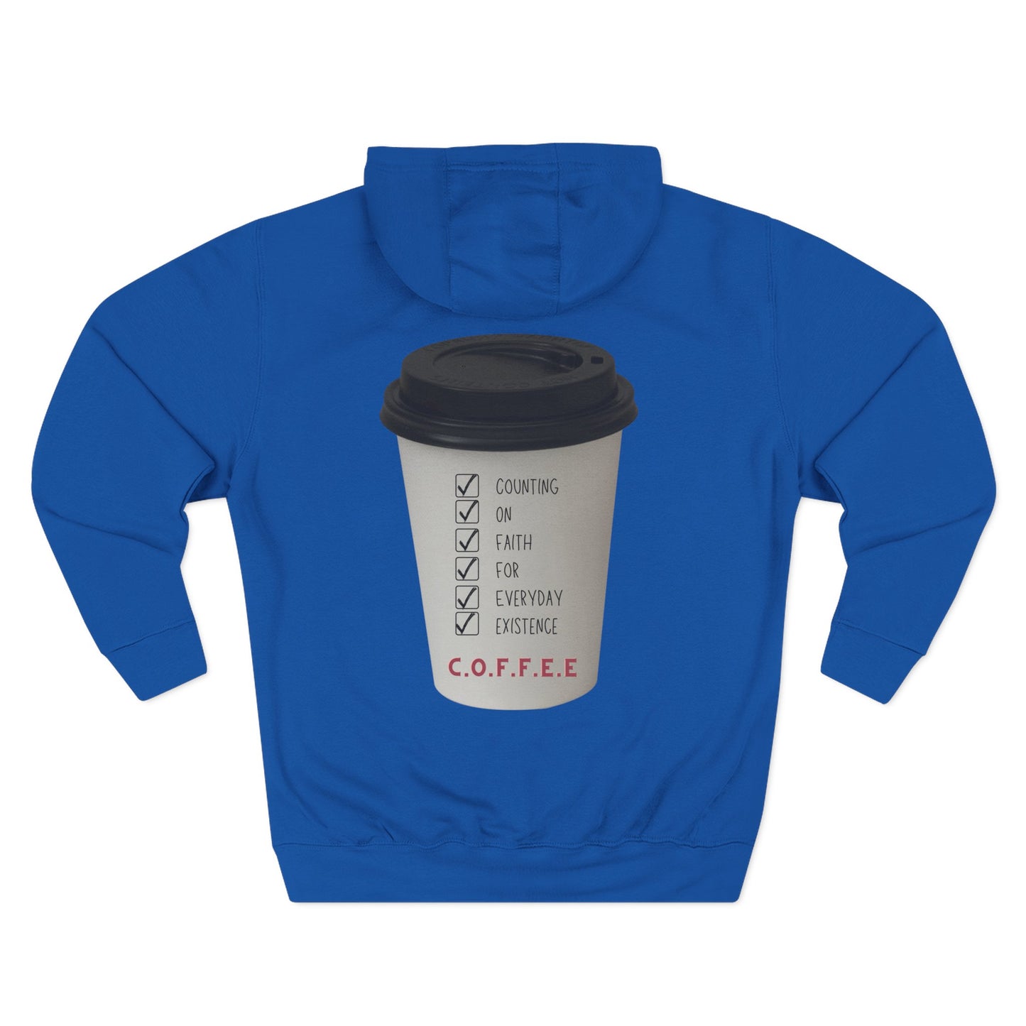 Adult Coffee Christian White Letters & Image Pullover Hoodie