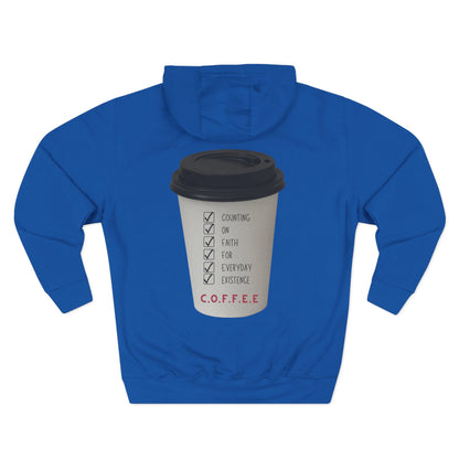Adult Coffee Christian White Letters & Image Pullover Hoodie