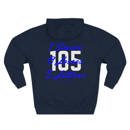 Adult 105 Christian Blue and White Letters Hoodie