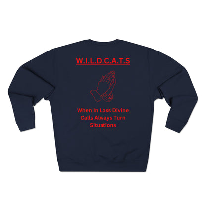 Wildcats Christian Red Letters & Picture Crewneck