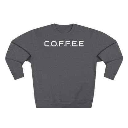 Adult Coffee Christian White Words & Image Crewneck