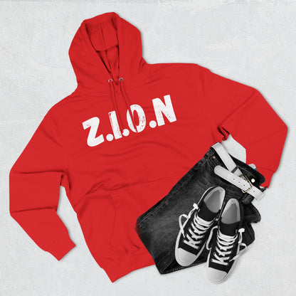 Adult Zion White Words & Image Pullover Hoodie