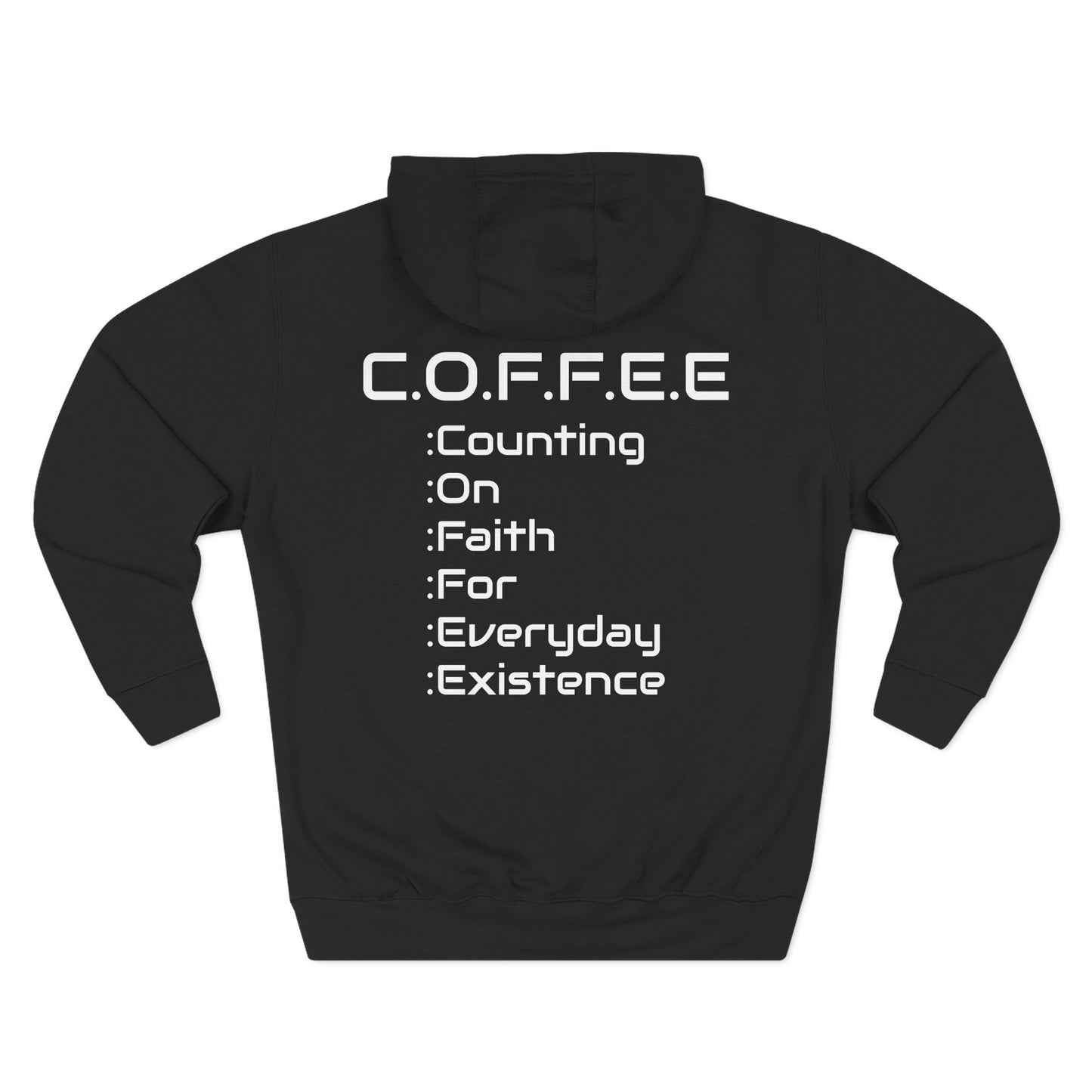 Adult Coffee Christian White Words Only Pullover Hoodie