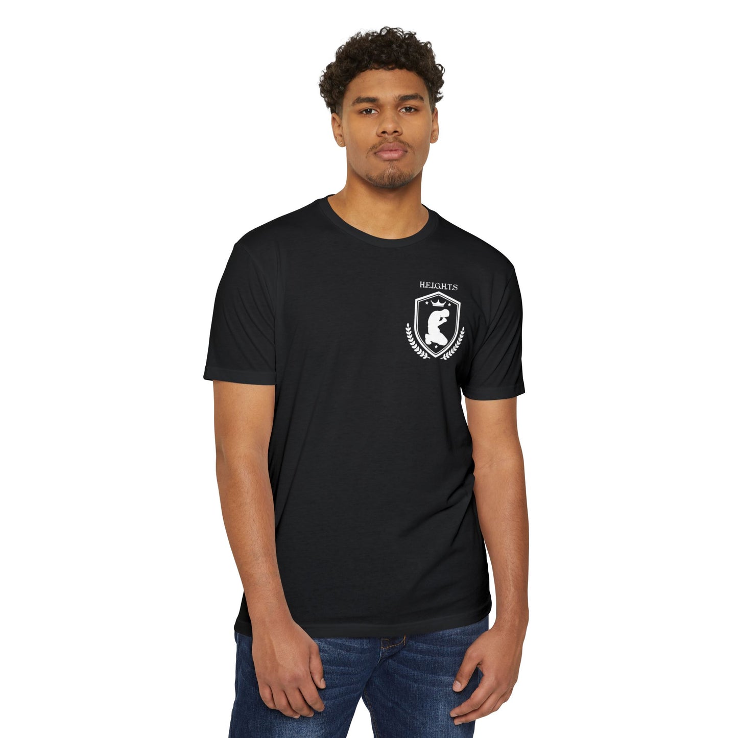 Adult Heights Christian White Letters & Image Premium Tee