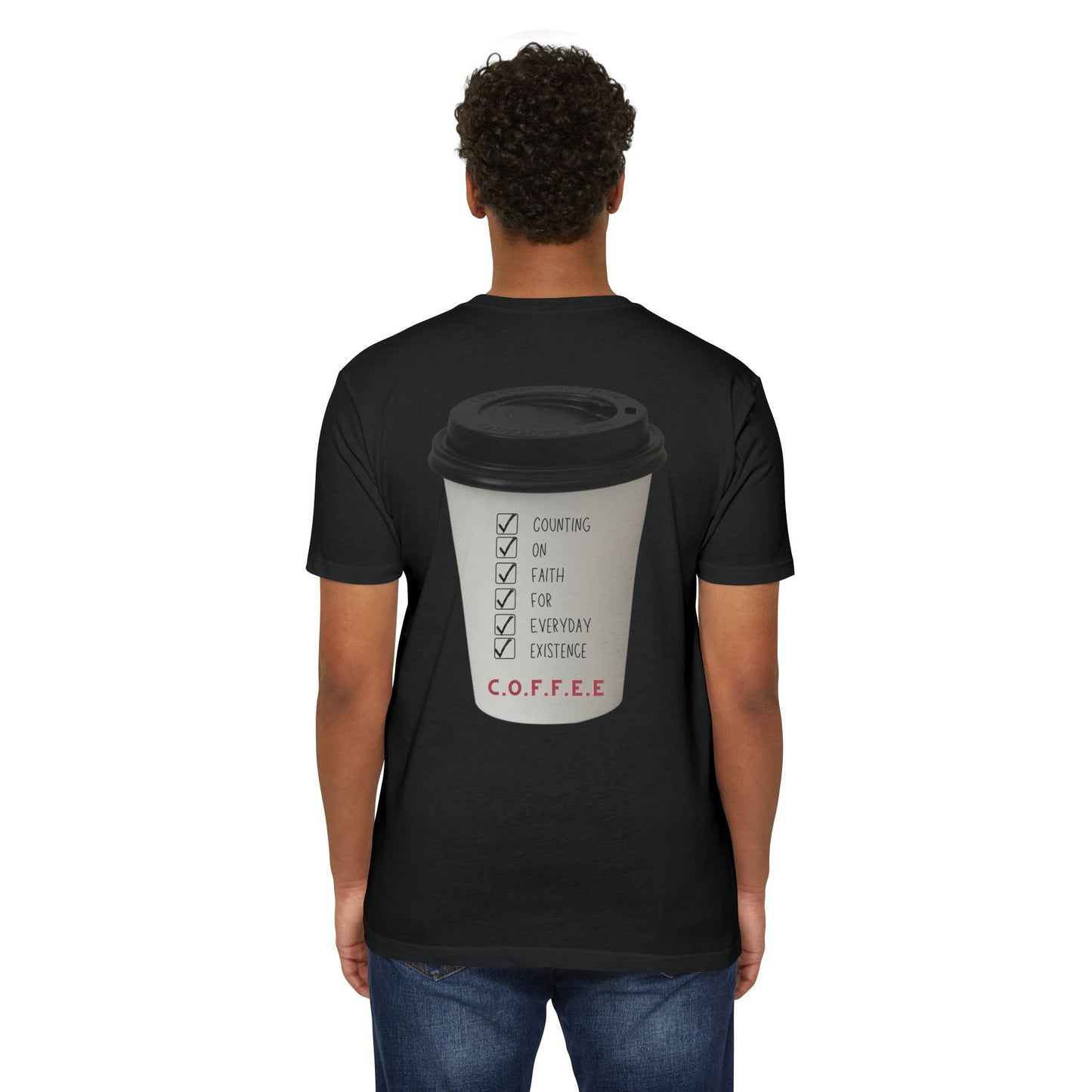Adult Coffee Christian White Words & Image Premium Tee