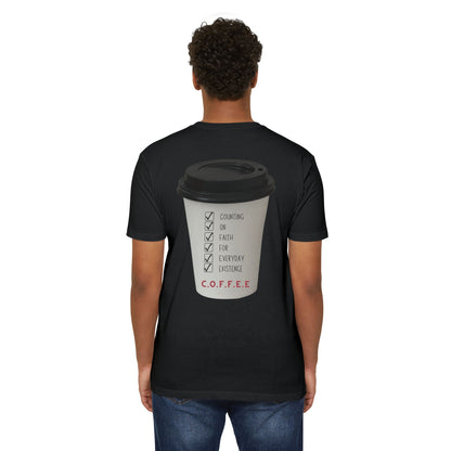 Adult Coffee Christian White Words & Image Premium Tee