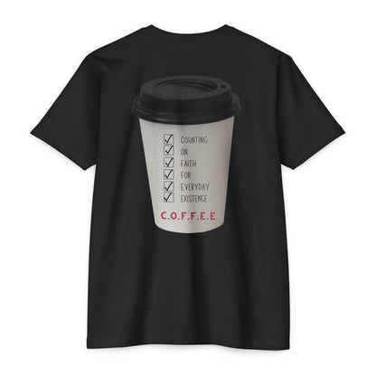 Adult Coffee Christian White Words & Image Premium Tee