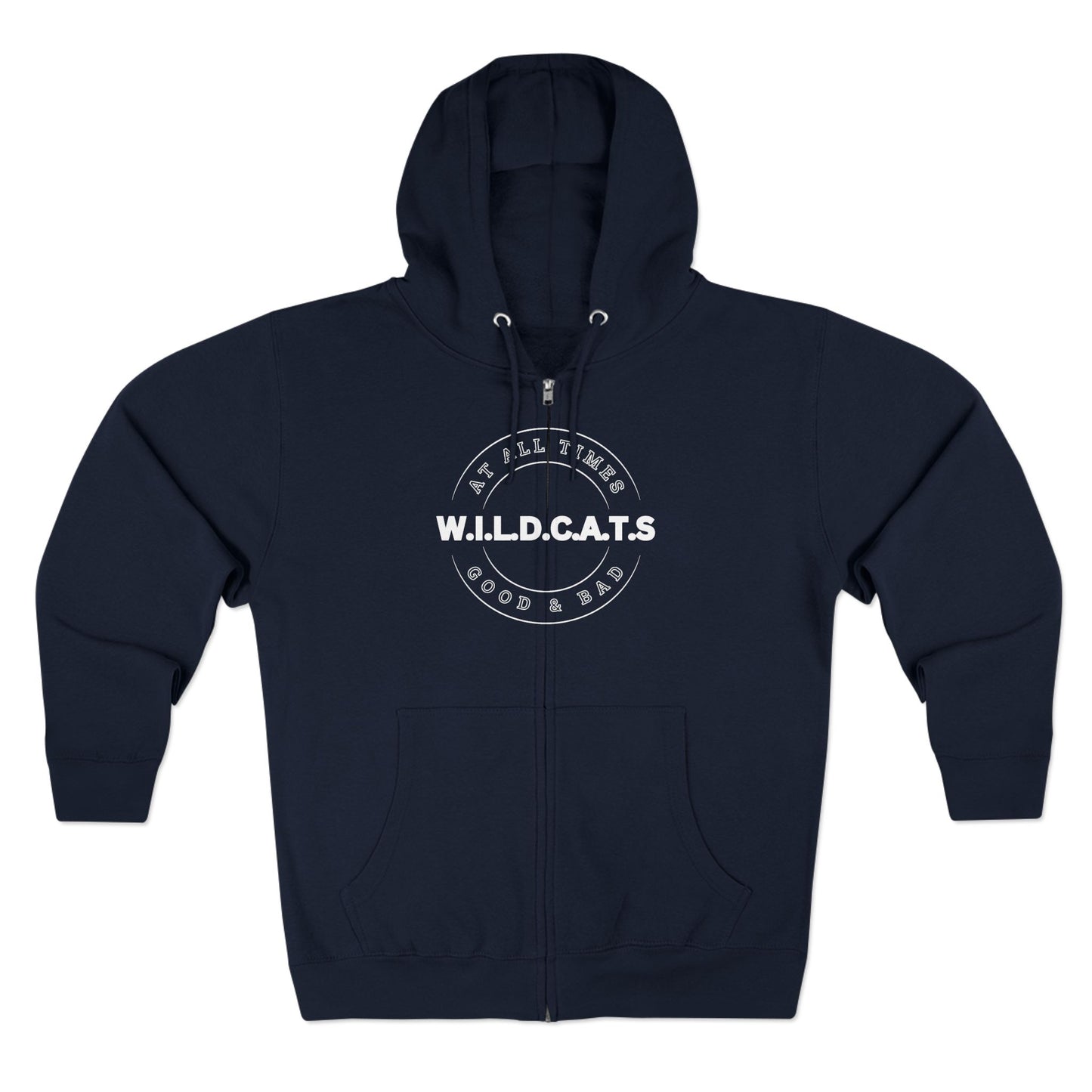 Adult Wildcats Christian White Letters & Picture Zipper Hoodie