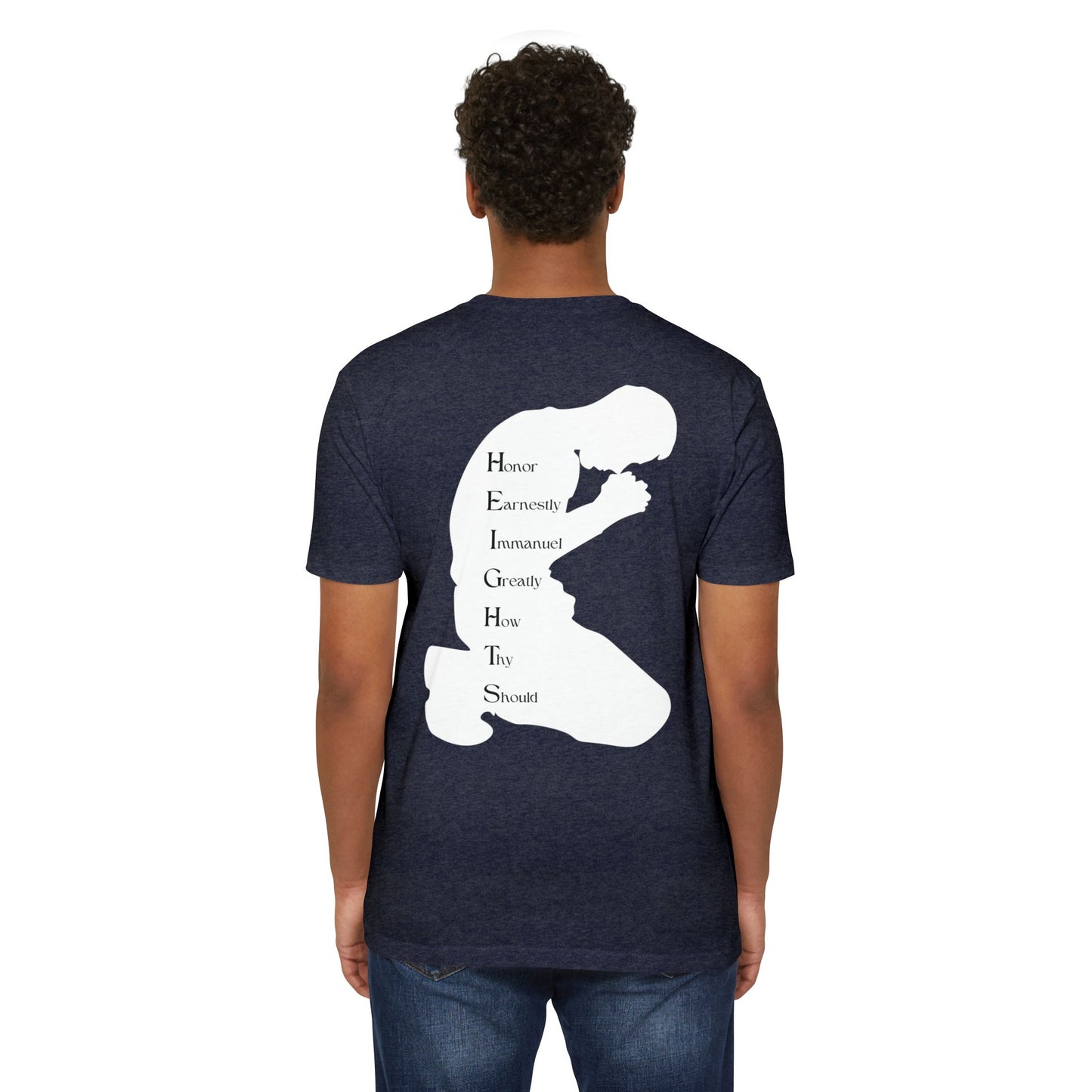 Adult Heights Christian White Letters & Image Premium Tee