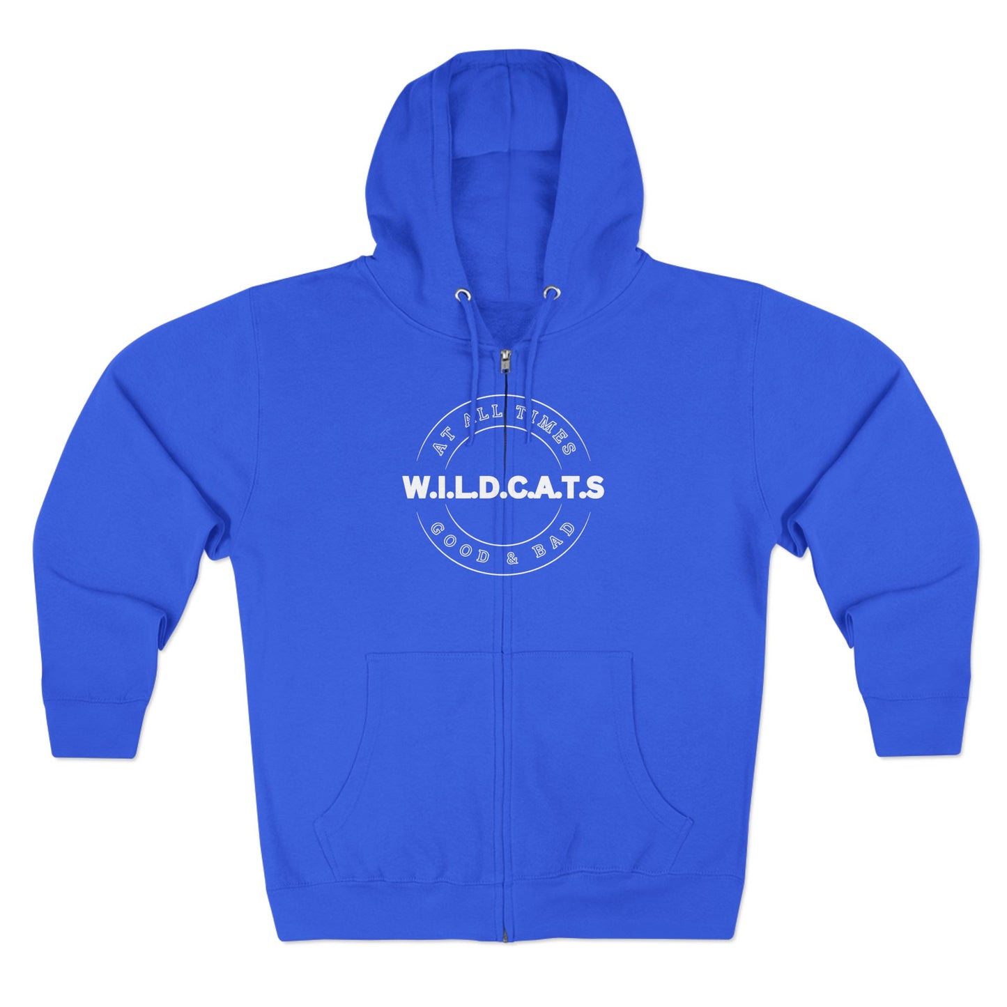 Adult Wildcats Christian White Letters & Picture Zipper Hoodie