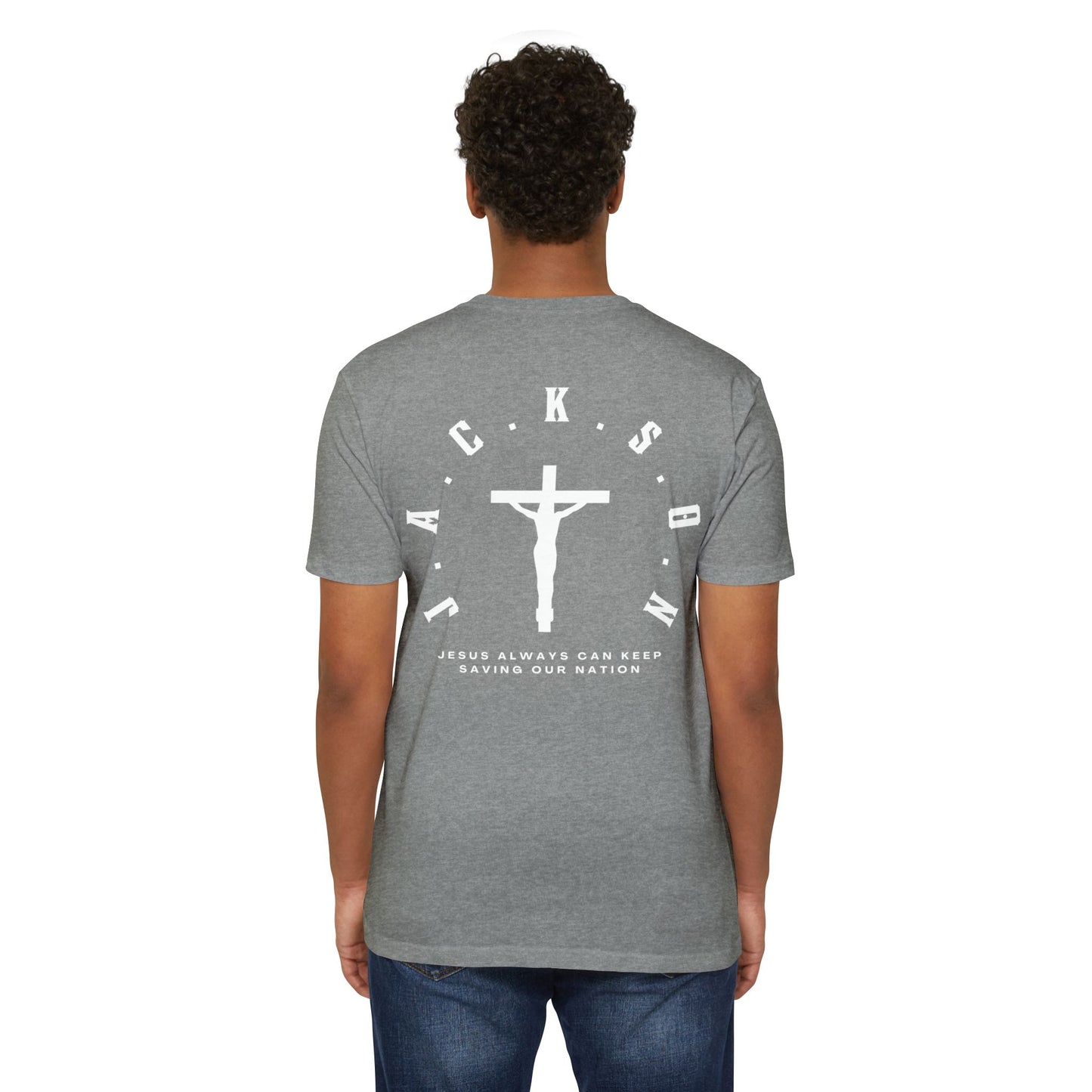 Adult Jackson White Cross & Letters Premium Tee