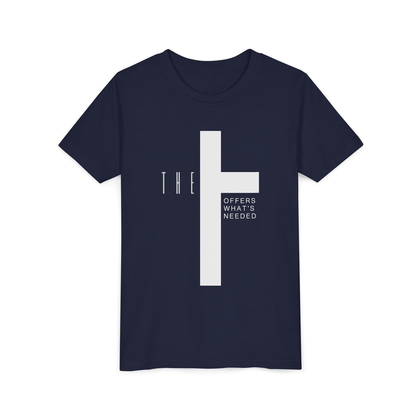 Youth T-Town Christian White Letters & Cross