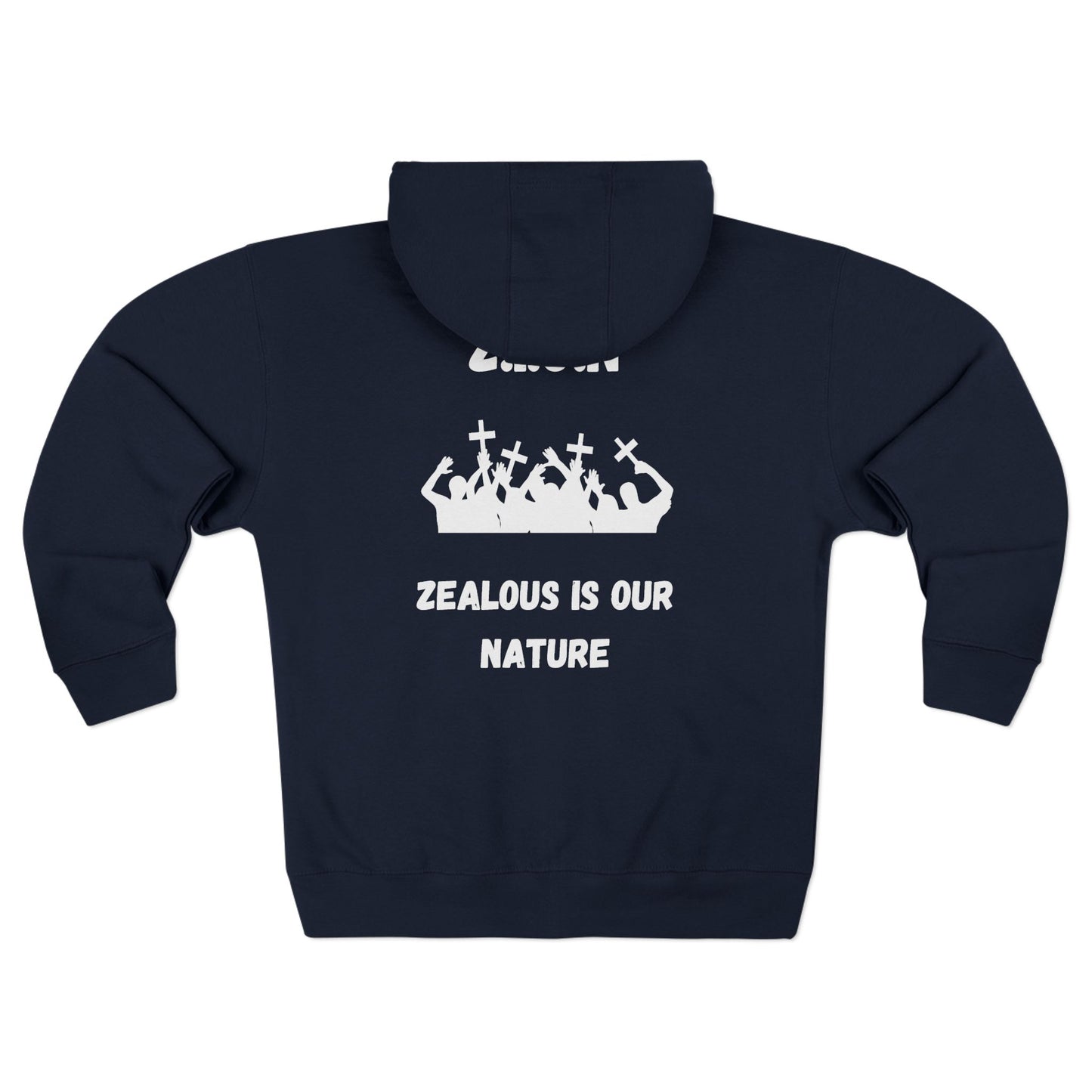Adult Zion White Words & Image Zipper Hoodie