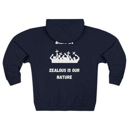 Adult Zion White Words & Image Zipper Hoodie