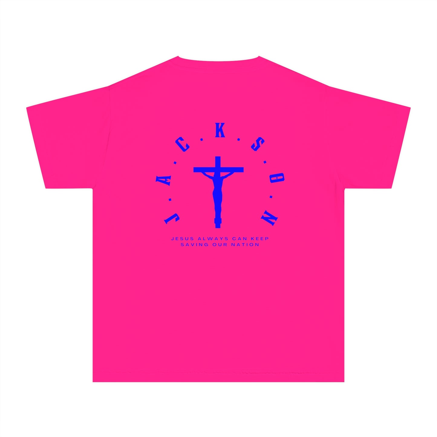 Youth Jackson Believing Christian Blue Letters & Cross