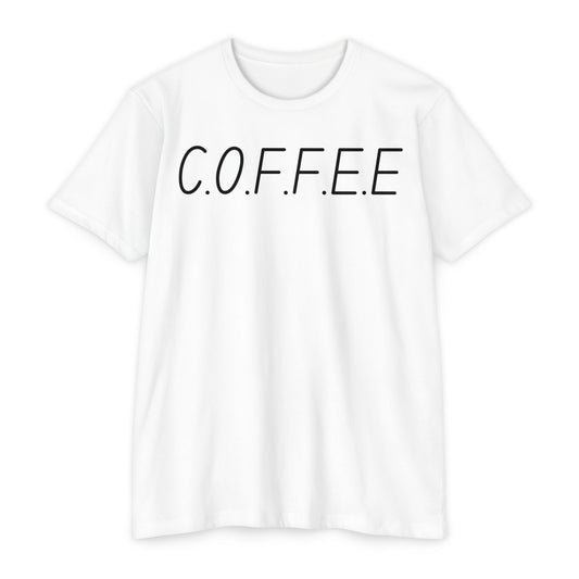 Adult Specialty Coffee Christian Blue Words & Woman Image Premium Tee