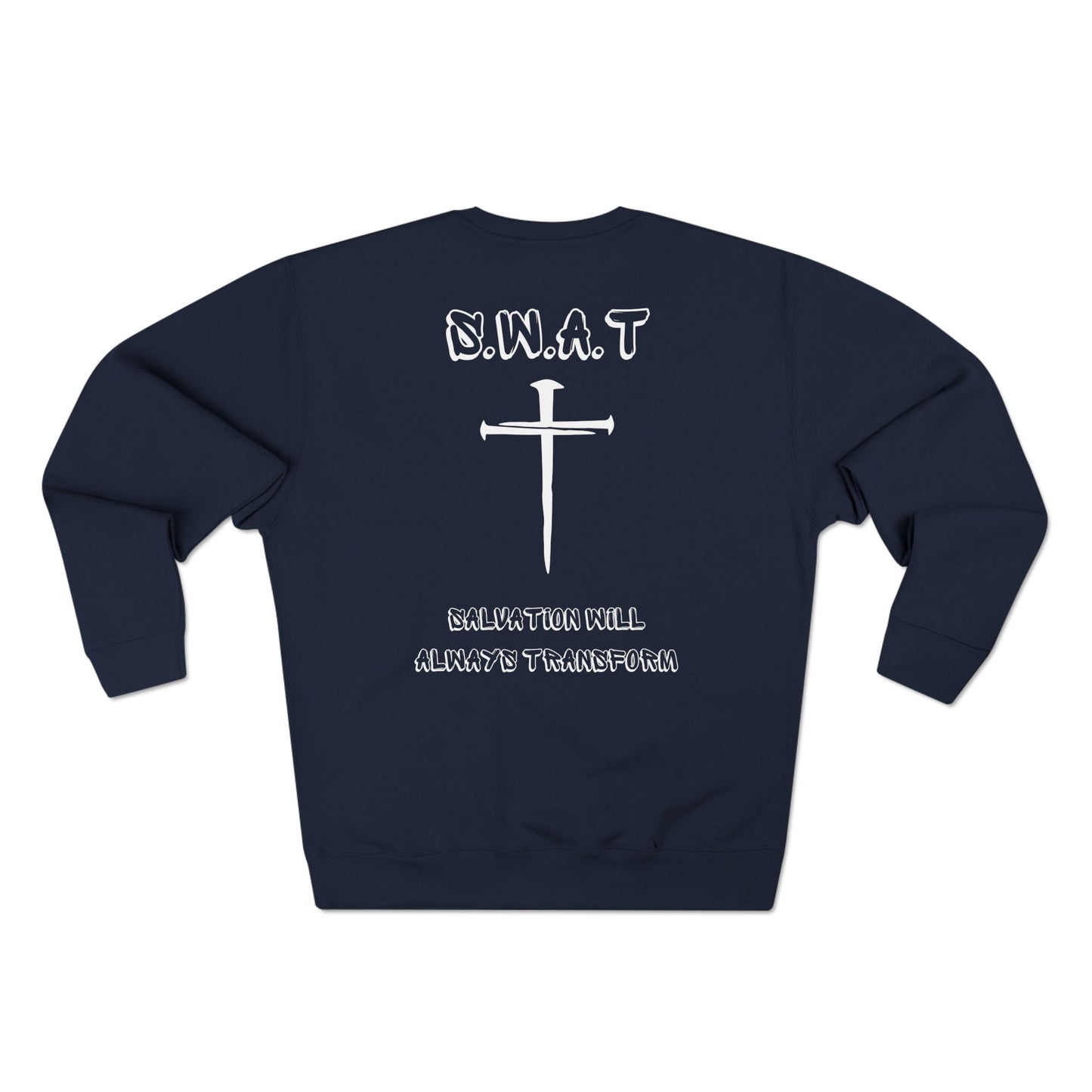 Adult Swat Christian White Words Crewneck