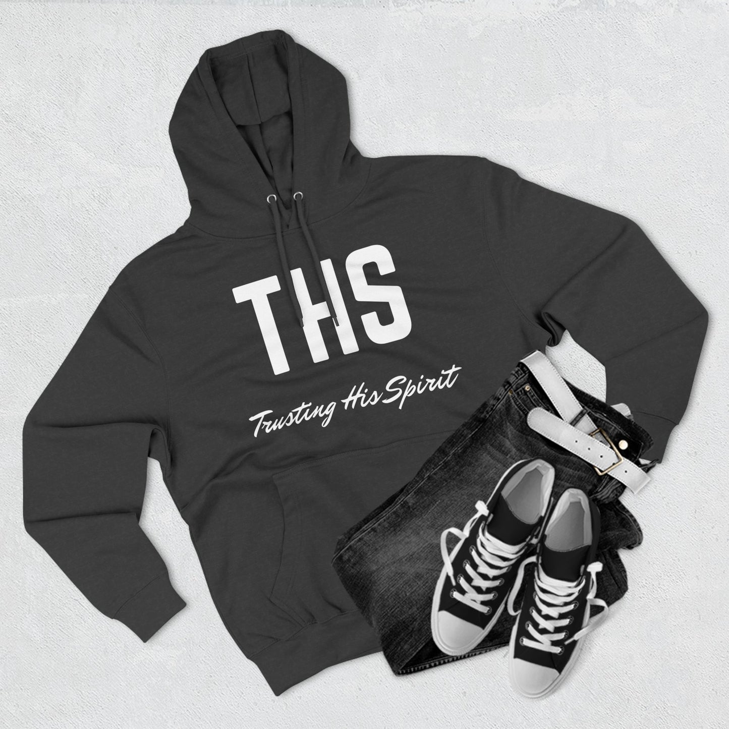 Adult THS Christian White Letters Hoodie
