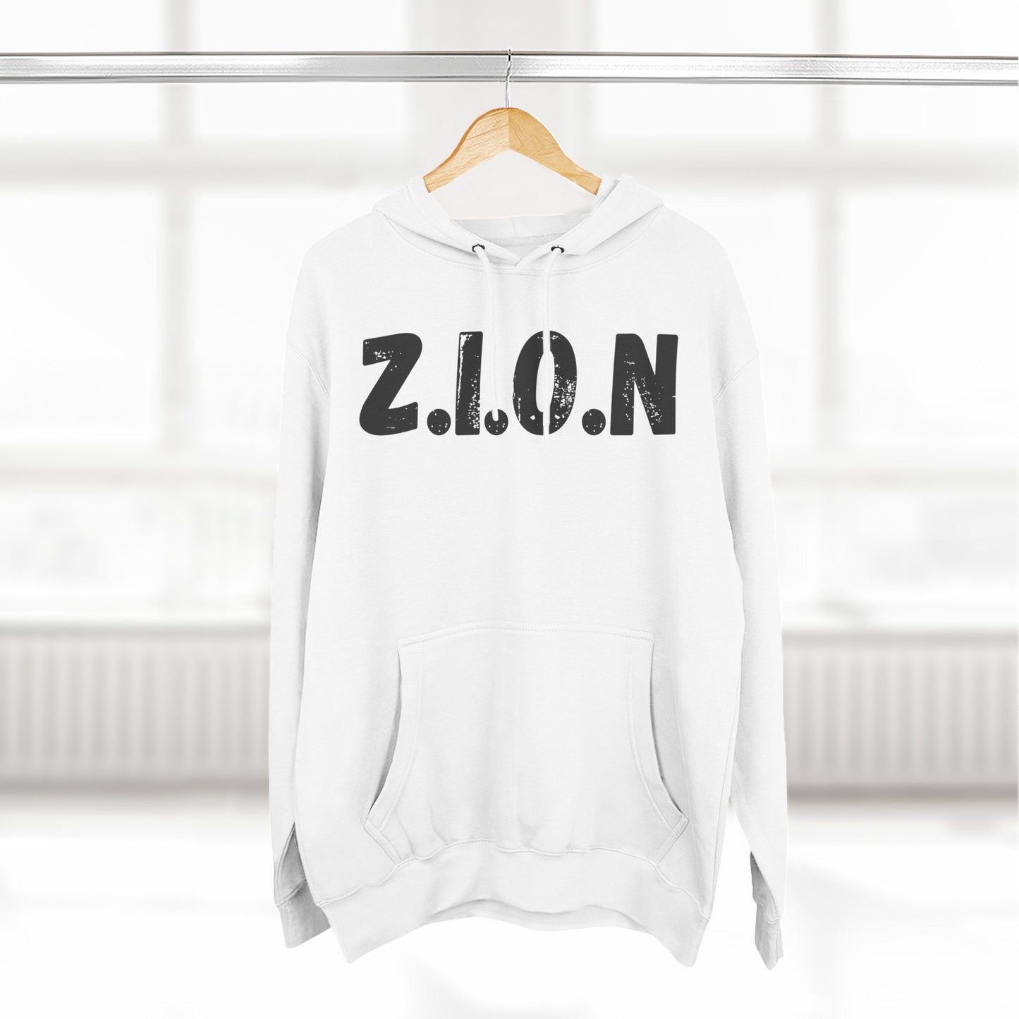 Adult Zion Black Words & Image Pullover Hoodie