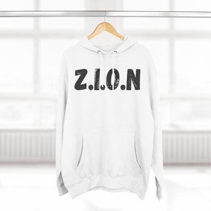 Adult Zion Black Words & Image Pullover Hoodie