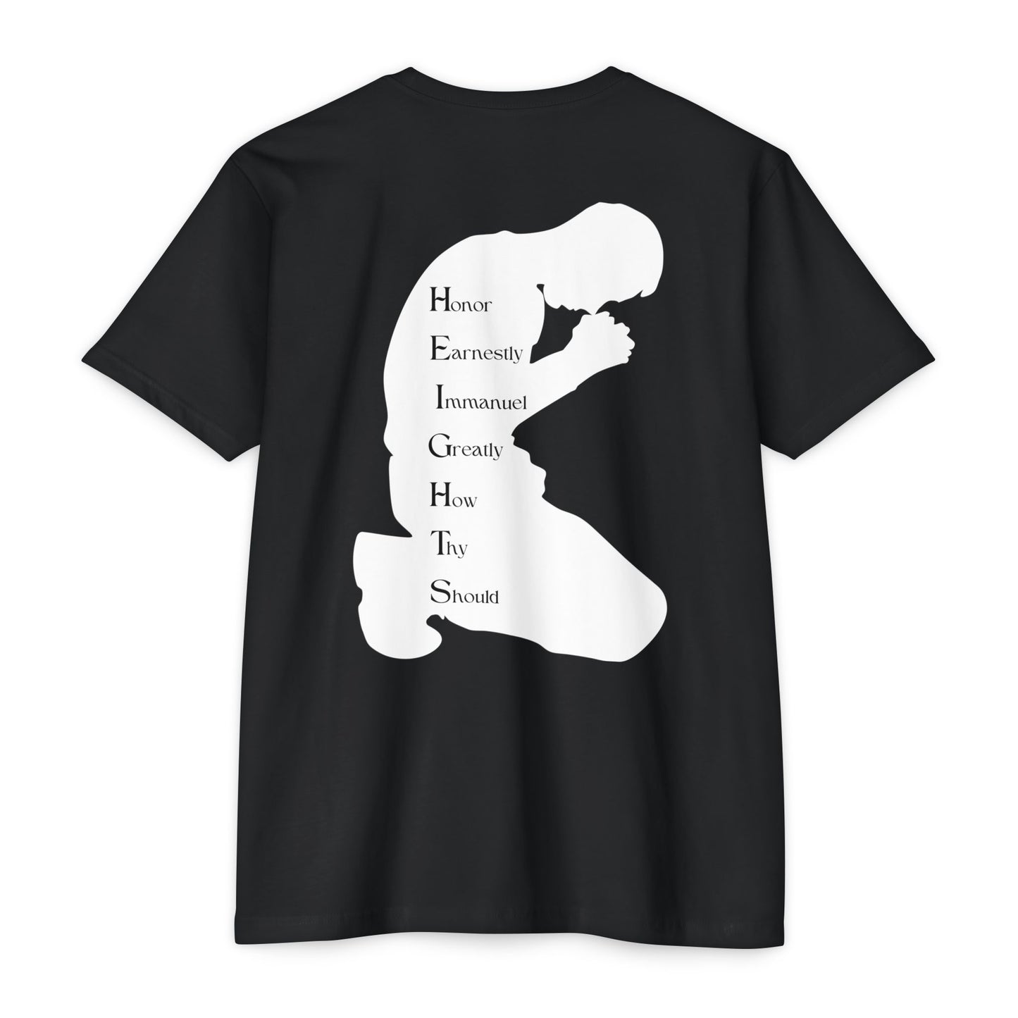 Adult Heights Christian White Letters & Image Premium Tee