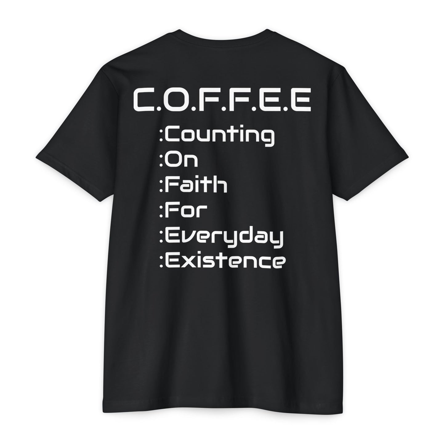 Adult Coffee Christian White Words Only Premium Tee