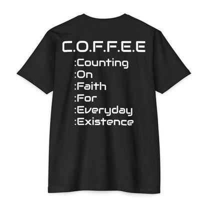 Adult Coffee Christian White Words Only Premium Tee