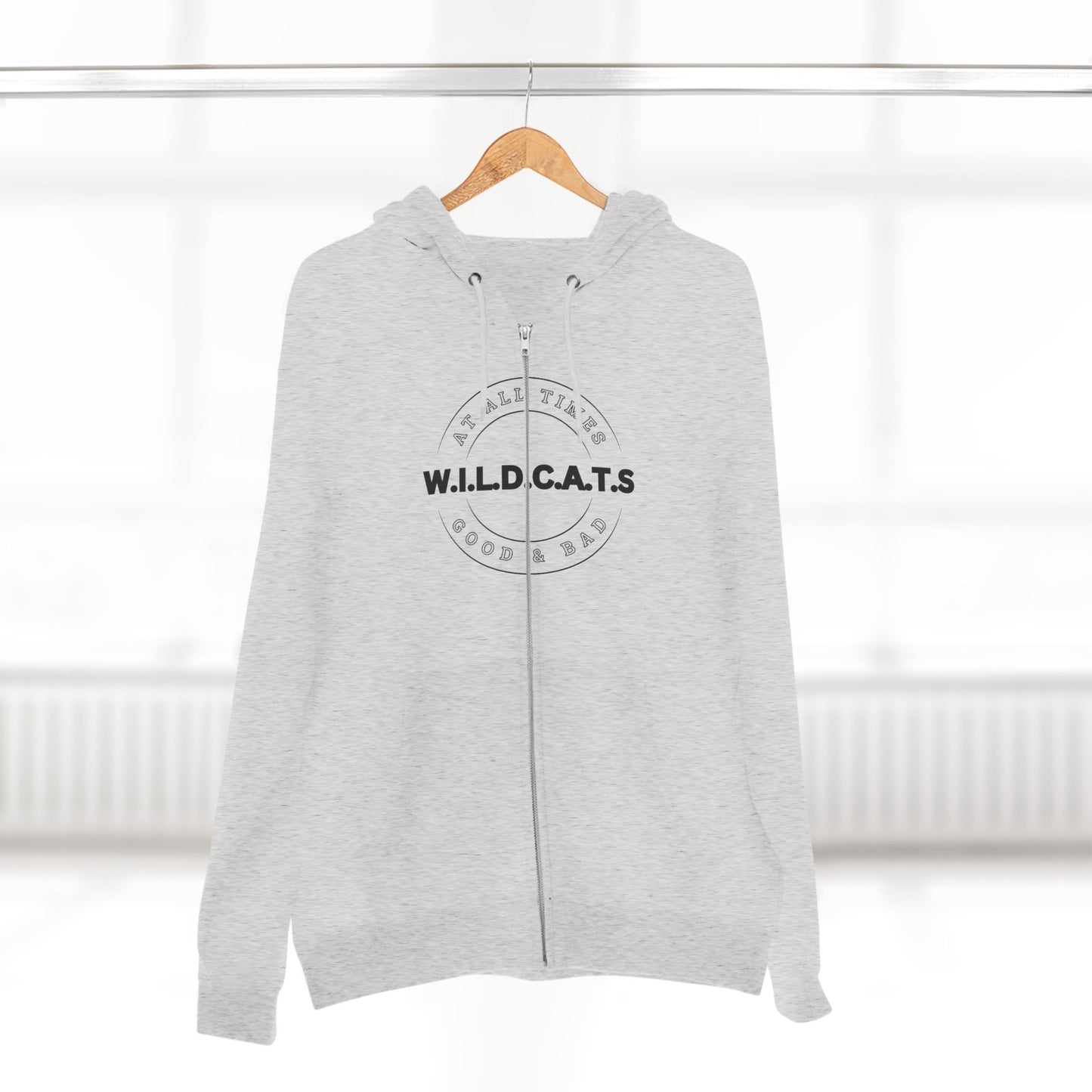 Adult Wildcats Christian Black Letters & Picture Zipper Hoodie