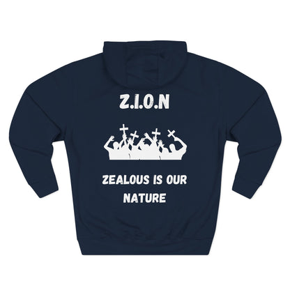 Adult Zion White Words & Image Pullover Hoodie