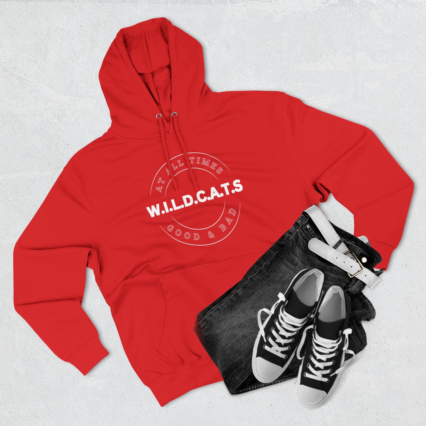 Adult Wildcats Christian White Letters & Picture Pullover Hoodie
