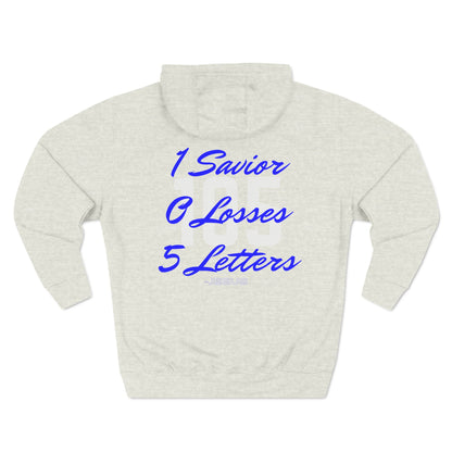 Adult 105 Christian Blue and White Letters Hoodie